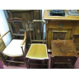 A Stained Mahogany Armchair, Edwardian bedroom chair, and a XIX Century mahogany commode. (3)