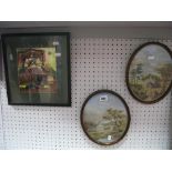 H. J. Jacoby, Pair of Oval Pastels Depicting Country Farmhouse Scenes, 23.5 x 19cm, details verso,