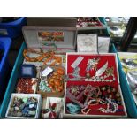 Assorted Costume Jewellery, including beads, brooches, jewellery boxes, etc.