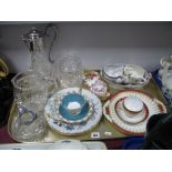 A Pair of Limoges Plates, with raised floral decoration, claret jug with a plated lid and handle,