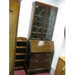 An Early XX Century Mahogany Bureau Bookcase, bookcase with glazed astragal doors, fall front,