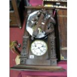 A Junghans Viennese Wall Clock, circa 1900, having metal mounts to oak case, 8 day movement.
