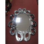 A XX Century Italian Style Wall Mirror, with oval shaped centre.