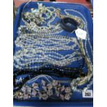 Tiaras, crystal and other bead necklaces, diamanté, bracelet, etc:- One Tray