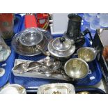 Cohr Atla Denmark EPNS Jug, epns three piece tea set, comports, cutlery etc:- One Tray