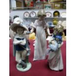 A Nao Model of a Girl with Chamberstick, and two other Nao models, young cavalier and girl holding a