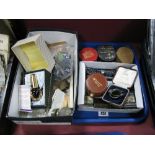 Fans, Kigu atomiser, filter holder, misers purse, powder compact, cufflinks, studs, etc:- One Tray