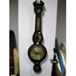 A XIX Century Mahogany Cased Banjo Barometer, with dry/damp dial, thermometer, butlers mirror and