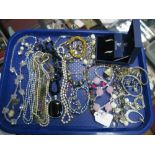 Swarovski Earrings, further earrings, bead necklaces, bangle, ring, etc:- One Tray