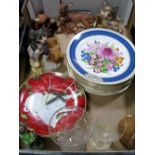 Franklin Mint and Other Bone China Floral Plates, Franklin Mint and other animal figures, cut