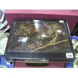 A XIX Century Oriental Hardwood Box, with mother or pearl swallow and flowers to lid, 20cm high.