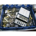 Assorted Plated Cutlery, including cased teaspoons, fruit servers, etc.