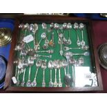 A Collection of Assorted Souvenir Teaspoons, Swedish "Gotland", "925", etc, contained in a glazed
