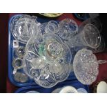 Lead Crystal Vases, pin dishes, bell, shaped circular bowl, a pair of salts and bud vase, each