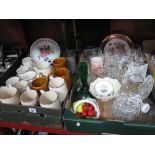 A Quantity of Pottery Tankards, glass ware, fruit display, etc:- Two Boxes