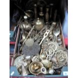 Decorative Brass Ware, martingales, pestles, bell, skimmers, vases, etc:- One Box