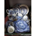 Spode Italian Blue Room Teaware, other blue and white Willow pattern pottery etc:- One Box