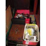 A Quantity of Buckles, costume jewellery, photograph frames, etc:- One Tray