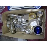 A Mixed Lot of Assorted Plated Ware, including pepperette, cutlery, fish slice, napkin rings,