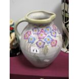 Charlotte Rhead 'Arabesque' Pottery Jug Vase, 673L, 23cm tall.