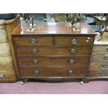 A XIX Mahogany Chest Of Drawers, plain top with satinwood stringing, fitted with two short and three