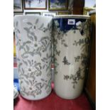 Two Pottery Stone Stands of cylindrical form.