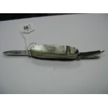 A XIX Century Combination Multi Blade Folding Pocket Knife/Snuff Box, with mother of pearl scales (