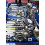 Assorted Plated Cutlery, including mother of pearl handled, gilt bowl teaspoons, etc:- One Tray