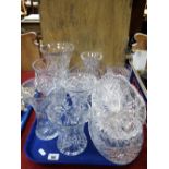 Lead Crystal Waisted Vases, oval bowls, commemorative goblet, etc:- One Tray