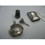 A Hallmarked Silver Vesta Case, of plain rectangular form; together with a shell design scent