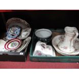 A Reproduction Victorian Style Wash Jug and Bowl, Victorian semi porcelain cheese dish and cover,