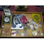 Cloth Patches, enamel and other badges, thimble, ashtray, commemorative medallions, etc.