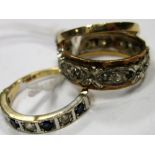 A 9ct Gold Half Eternity Style Ring, alternately set; together with another ring, claw set and an