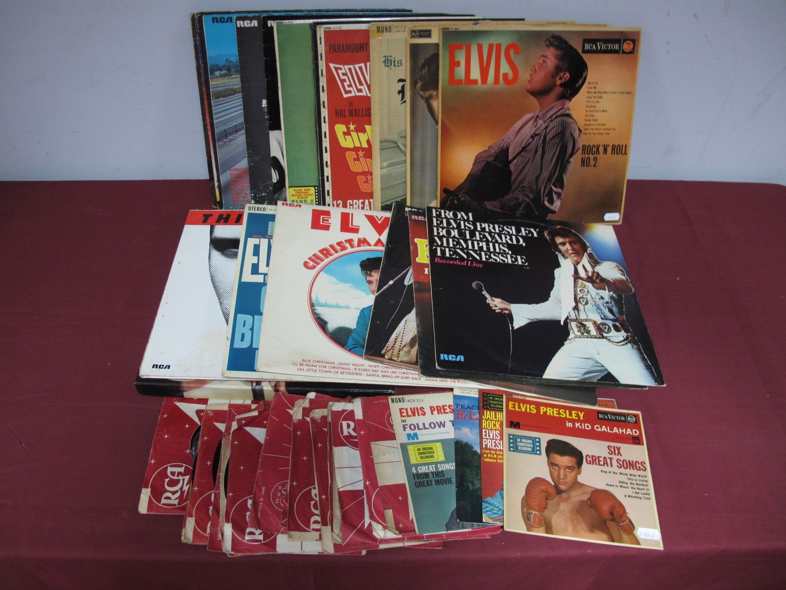 A Nice Collection of Elvis LP's, EP's and 45RPM'S, including Elvis Is Back, Rock 'n' Roll No.2 (mono