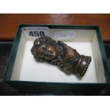 A Late XIX Century Desk Seal, modelled as a female bust detailed with fruiting vines, the hinged