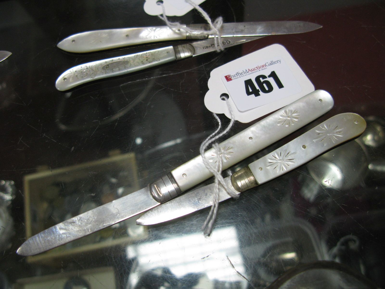 Two Hallmarked Silver and Mother of Pearl Folding Fruit Knives, B&C, Sheffield 1852; JYC,