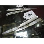 Two Hallmarked Silver and Mother of Pearl Folding Fruit Knives, B&C, Sheffield 1852; JYC,