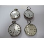 Four Hallmarked Silver cased Openface Pocketwatches, including A.W.W. Co Waltham, etc (damages). (