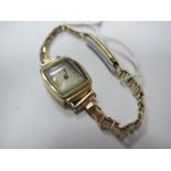 Rotary; A 9ct Gold Cased ladies Wristwatch, the signed dial with Arabic numerals, on later