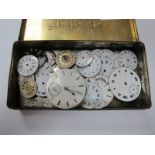 A Small Collection of Wrist and Pocketwatch Dials, and movements contained in an old "De Resezke"