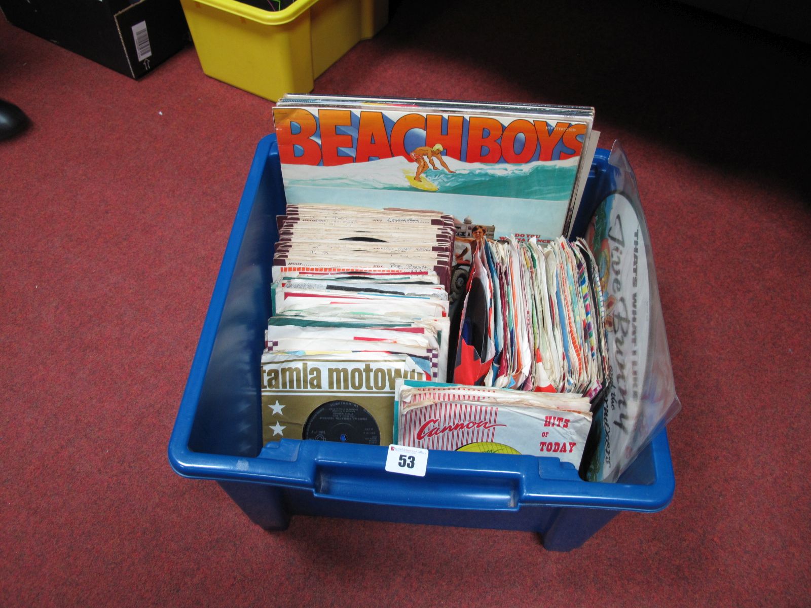 A Collection of LP's and 45RPM's, to include Beach Boys, ELO, Beatles, Elvis, T-Rex, Dusty