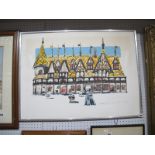 A Paul Hogarth 'Hospice De Beaune' Limited Edition Colour Print, 88/200, graphite signed by artist.