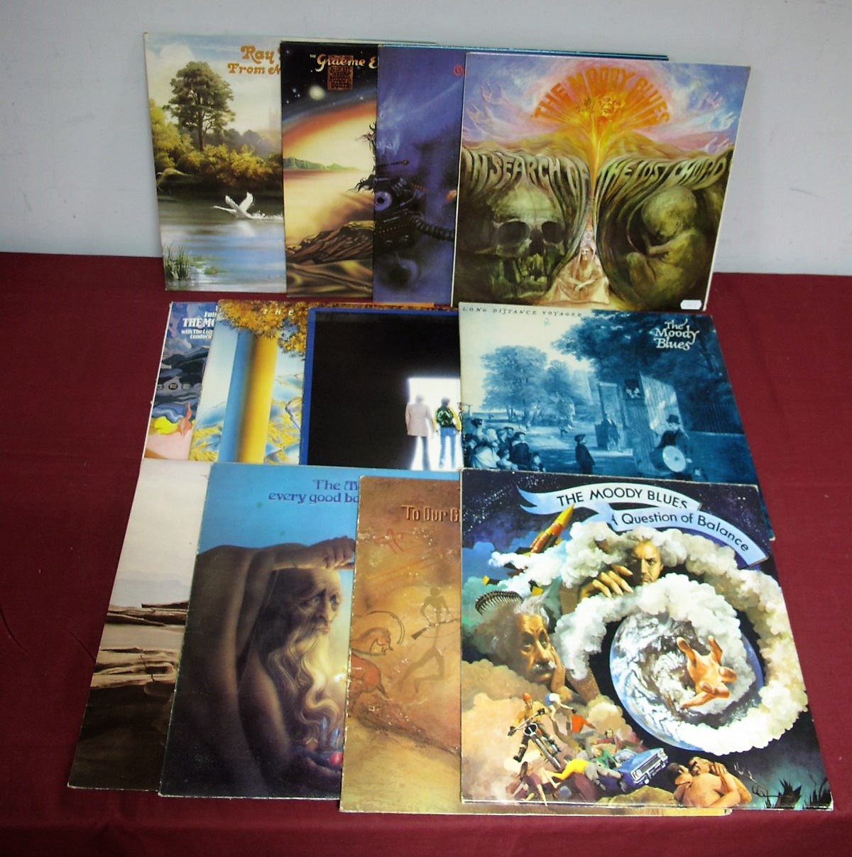 A Collection of Ten Moody Blue LP's, including In Search of the Lost Chord (stereo), A Question of