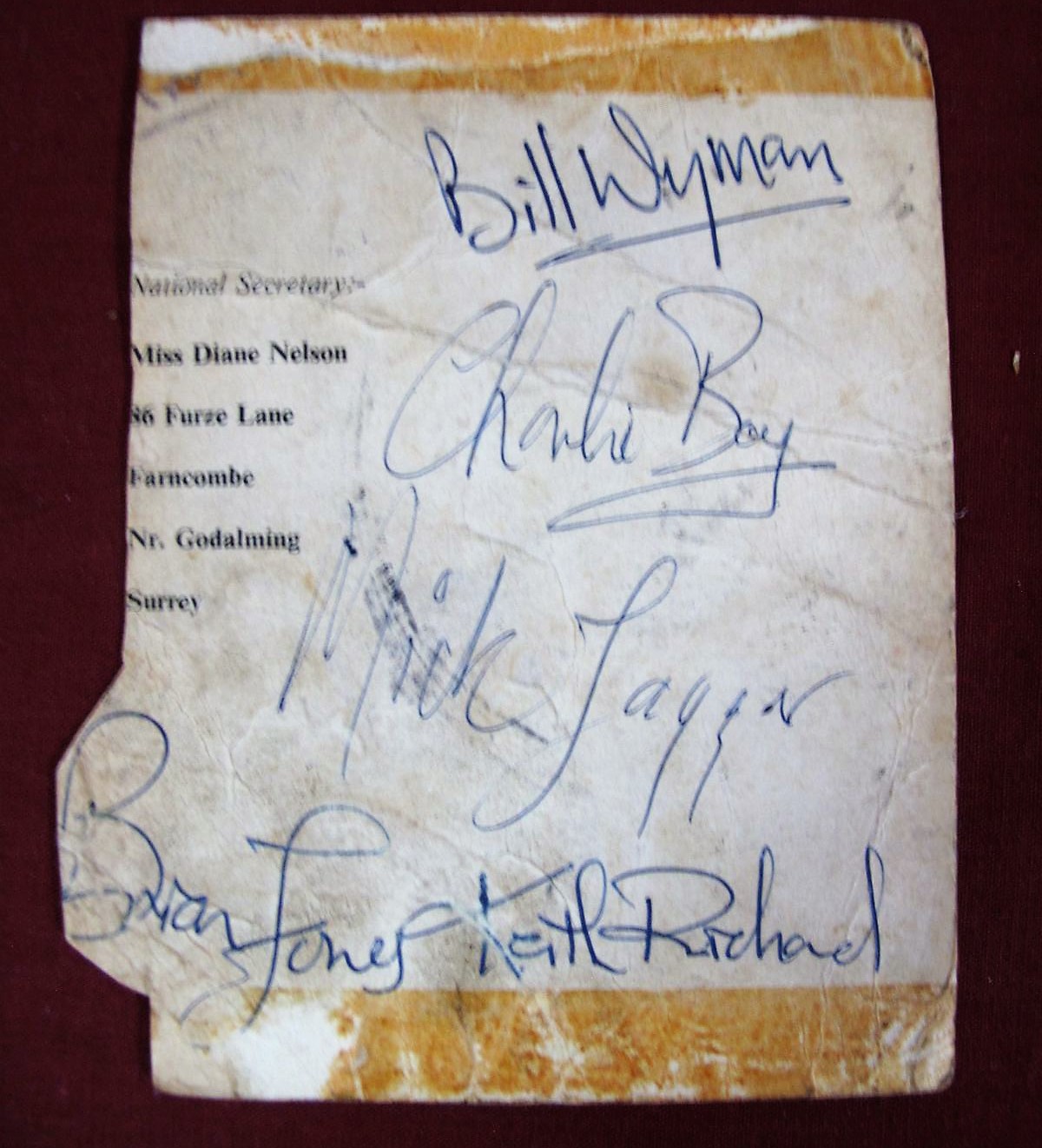 Rolling Stones - A Circa 1960's Black and White Promotional Card of the Group, with autographs,