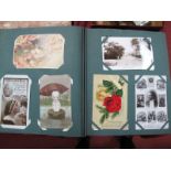 A Postcard Album Containing Mainly Early XX Cebntury Cards, including topographical, silk WWI, Lucie