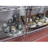 A Mixed Lot of Assorted Plated Ware, including four piece tea set, shaped circular tray,