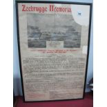 An Original 1918 Poster Referring to the Zeebrugge Memorial Appeal, in contemporary frame.