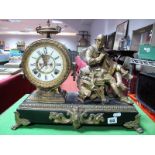 A XIX Century Ansonia Clock Company New York Ltd French Style Ormolu Mantel Clock, with cast
