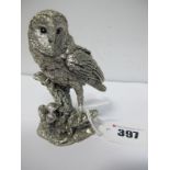 A Hallmarked Silver Filled Model of an Owl, of naturalistic design, 9.6cm high.