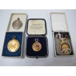 A 9ct Gold and Enamel Medallion Pendant, "Doncaster and District Mines Brigade Rescue", suspended